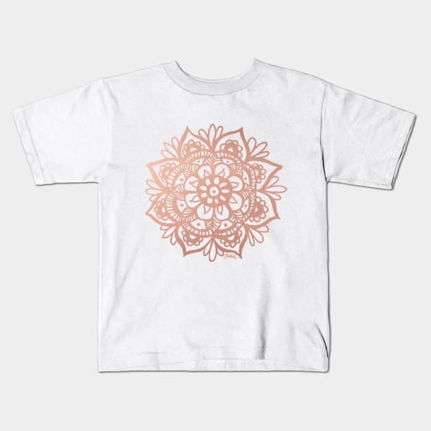 Rose Gold Mandala Kids T-Shirt by julieerindesigns